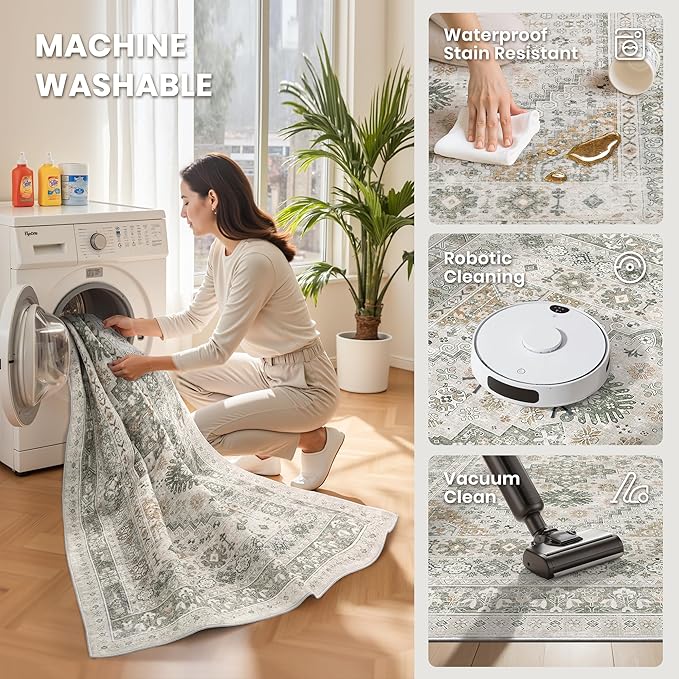 5x7 Area Rugs for Living Room, Large Washable Rug, Dining Room, Low Pile - Image 5