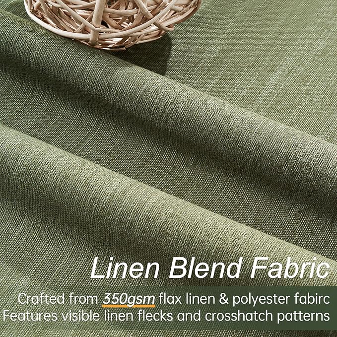 Topfinel 102 Inch Long Linen Blended Blackout Curtains 2 Panels, Back Tab - Image 3