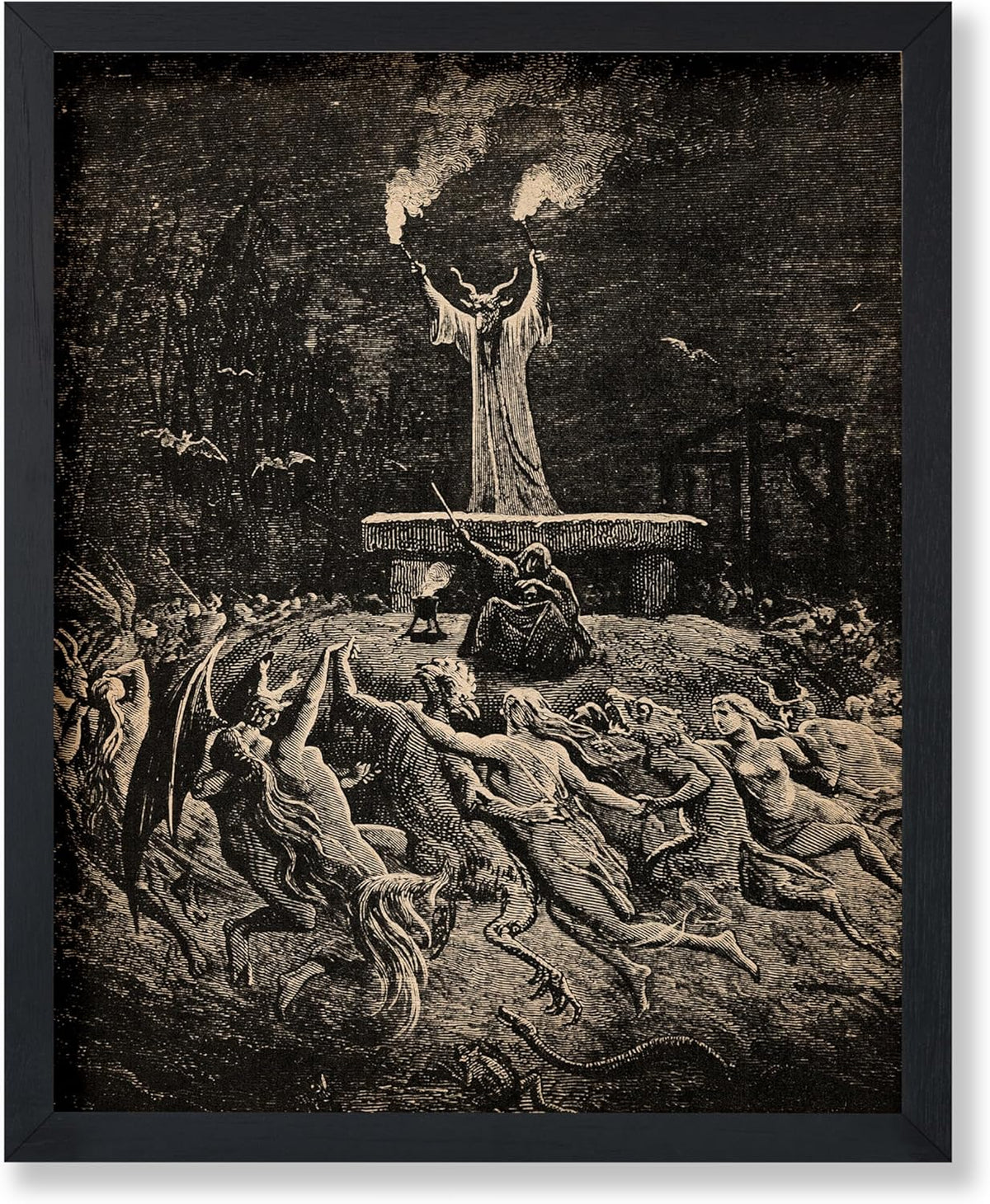 Poster Master Vintage Gustave Dore Poster - Retro Dance of Sabbath Print - Witchcraft Art - Halloween Art - Gift for Him & Her - Gothic Decor for Dorm, Living Room or Bedroom - 16x20 UNFRAMED Wall Art
