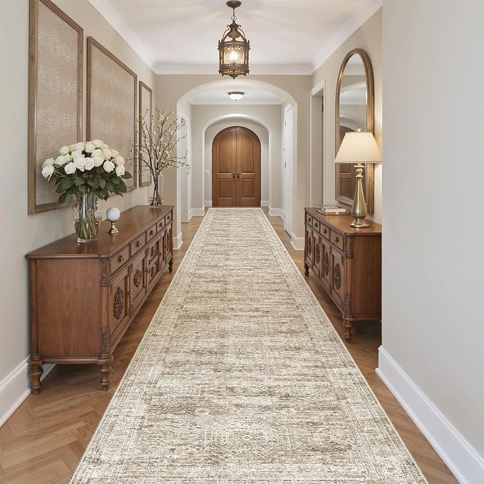 Soalmost Washable 3x20 Hallway Runner Rug Non-Slip Kitchen Entry Rugs Brown | by Soalmost