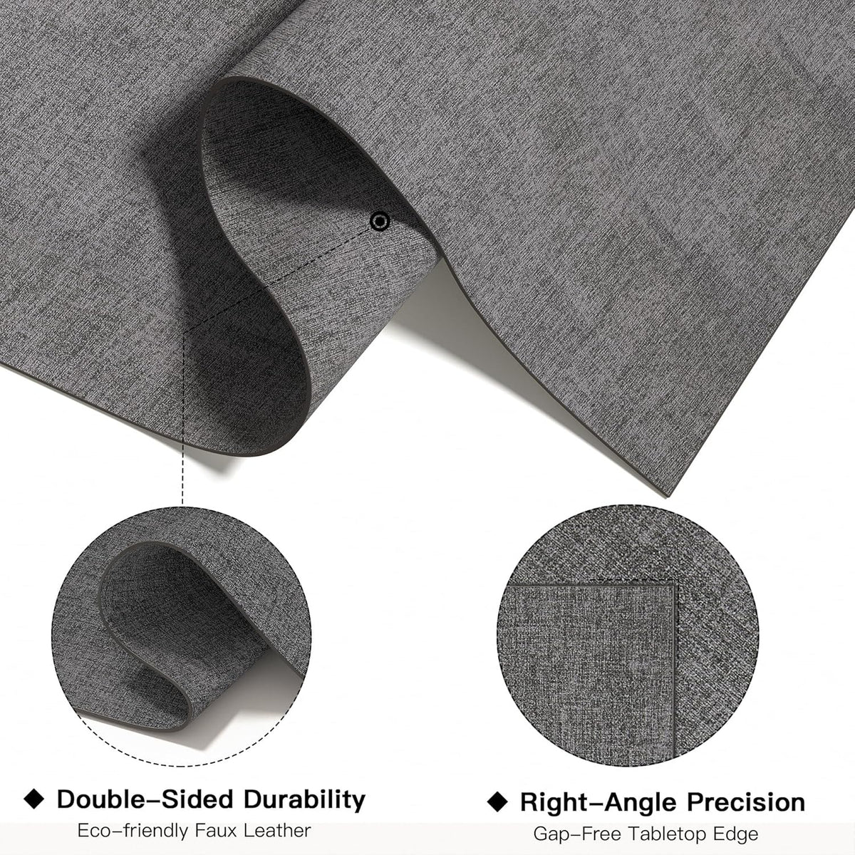 DOLOPL Placemats Set of 8, Reversible Wipeable & Heat Resistant Place Mats, Modern Faux Leather Table Mats for Kitchen, Neutral Waterproof Tablemats for Dining Table Decor, Wedding, Party(Charcoal)