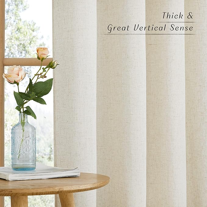 NICETOWN Natural Linen Curtains 84 inch Long 2 Panels Set, Grommet Top Thick - Image 6