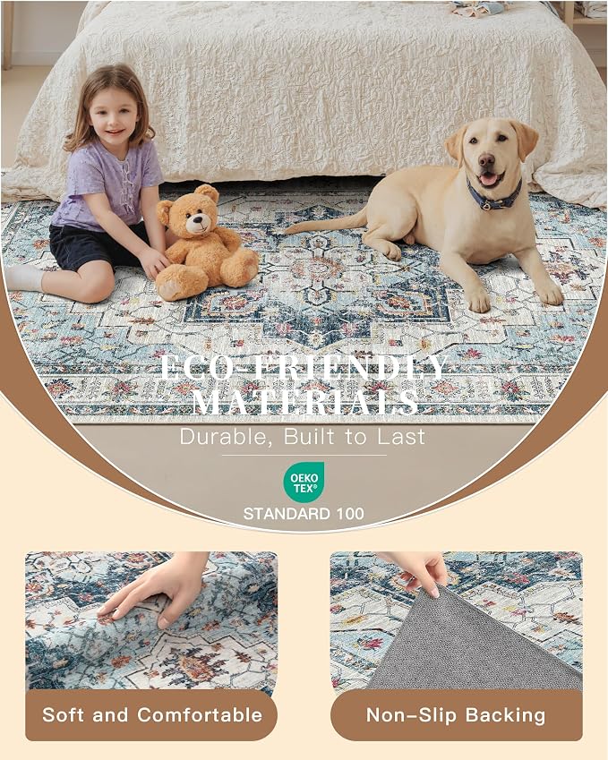 Madane Washable Area Rug 2x3 Small Entryway Rugs Non-Slip, Low Pile Floor Carpet - Image 5