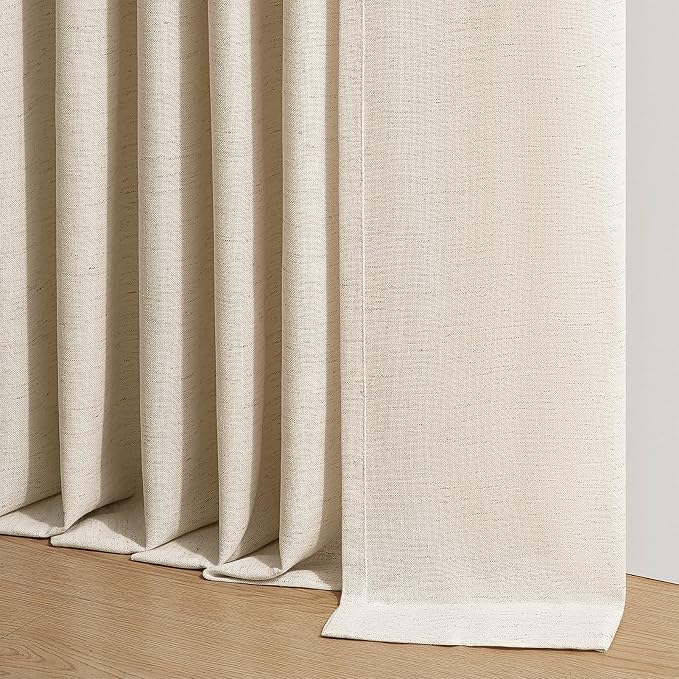 Topfinel 108 Inch Pinch Pleated Curtains 2 Panels, Sand Beige Semi Sheer - Image 7