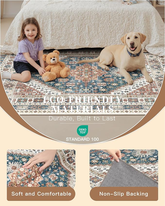 Madane Area Rug 3x5, Washable Vintage Entry Rugs - Image 5