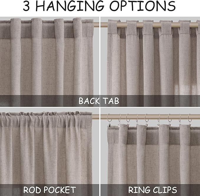 Brownish Grey Linen Curtains 96 Inches Long - Image 2