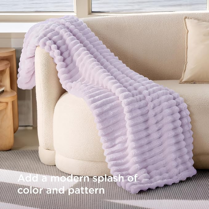 Bedsure Soft Twin Blanket for Bed Decor Gifts Lavender Fog 60"x80" | Birthday - Image 3