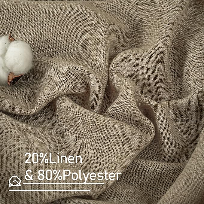 Taupe Linen Curtains for Living Room 84 inch Length 2 Panels | Light Filtering - Image 2