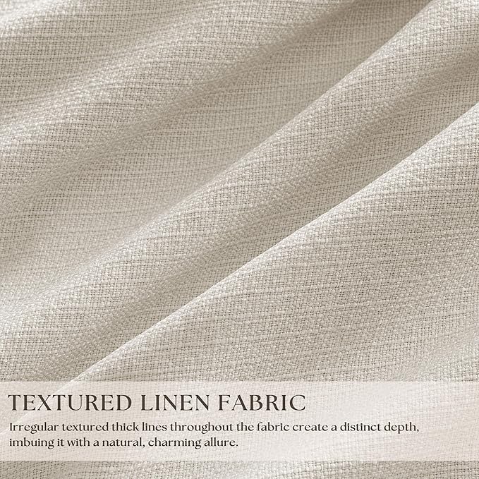 94 Inch Natural Blackout Linen Pinch Pleated Curtains 2 Panels | 100% Black Out - Image 3