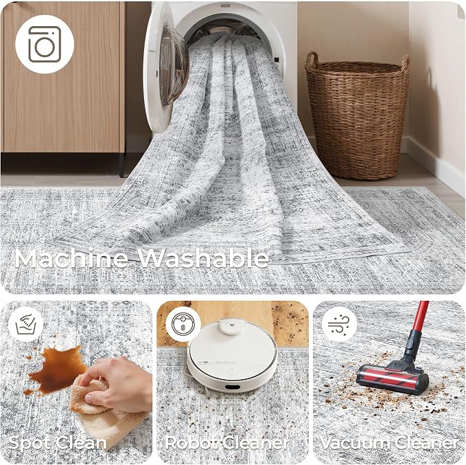 4x10 Runner Rug Non Slip, Washable Hallway Runner Rug, Nursery Room, Soft - Image 8