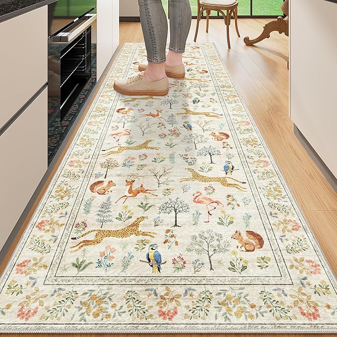 DUKINO 2.6x8 Rug for Hallway, Washable Kitchen Runner Rug Non Slip, Stain by DUKINO