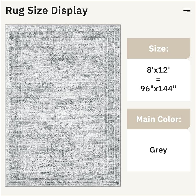 Soalmost Washable Area Rug 8x12 Large Soft Grey Rugs - Image 5