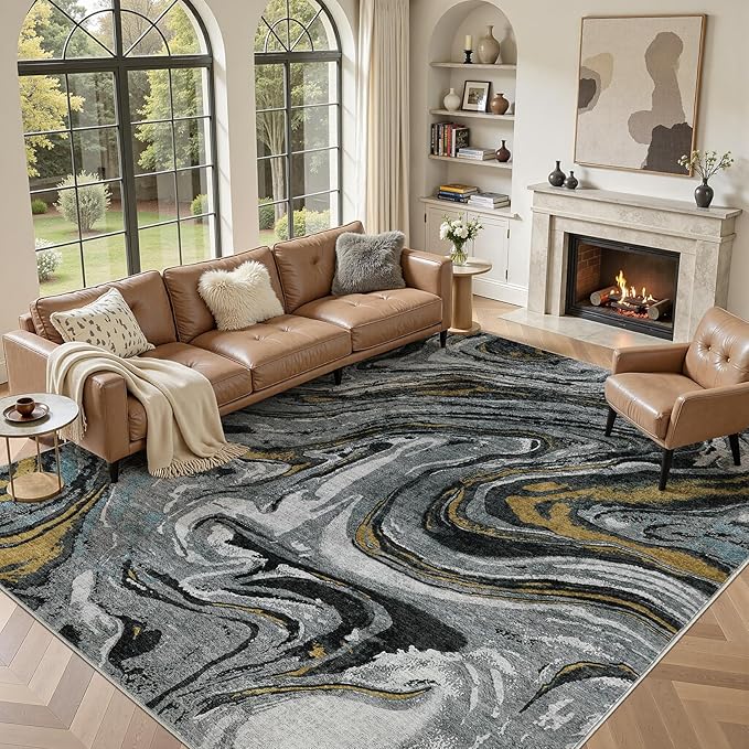 DMOYEST 10x14 Area Rug for Living Room-Washable Neutral Modern Abstract Rugs by DMOYEST