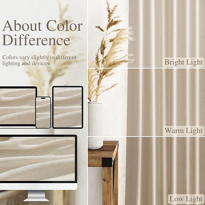 Birch Beige Linen Curtains 132 Inch Length - Image 3