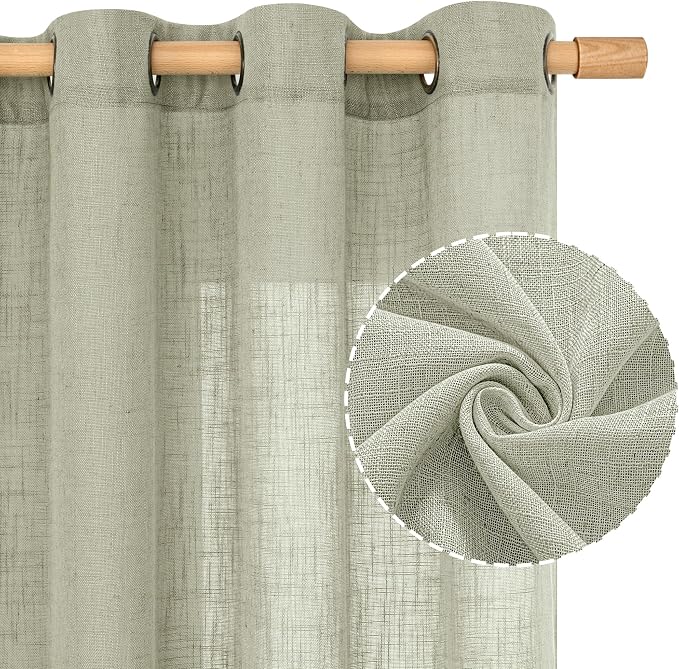 Linen Curtains 63 inch Length 2 Panels - Image 2