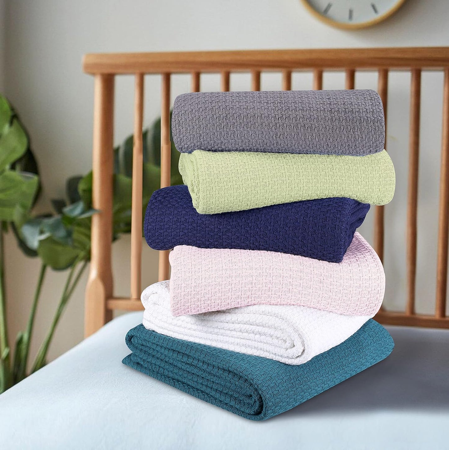BELIZZI HOME 100 Cotton Bed Blanket, Breathable Bed Blanket Twin Size, Cotton Thermal Blankets Twin, Perfect for Layering Any Bed for All Season, Baby Pink