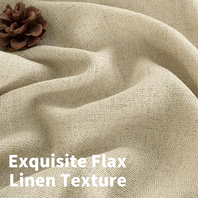 YoungsTex Warm Beige Linen Curtains 63 Inch Length 2 Panels, Light Filtering - Image 3