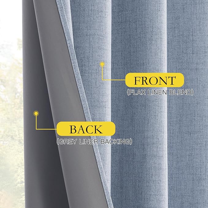 NICETOWN 100% Blackout Linen Curtains - Image 7