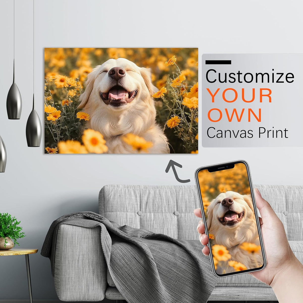 Ship Next Day - Custom Canvas Prints with Your Photos, Personalized Canvas with Pictures Print for Wall Art Bedroom, Customized Photo Gifts for Couple Men Women Mom Baby Dog Family - 40"W x 28"L