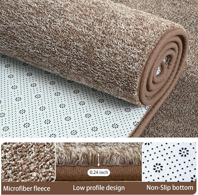 3x10 Runner Rug for Hallway, Long Runner Rugs Non Slip, Matte Brown | Soft - Image 2