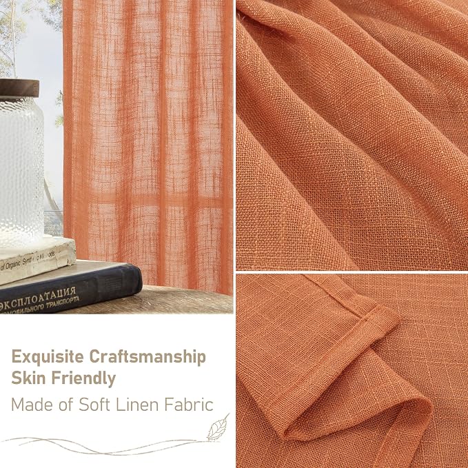 Burnt Orange Linen Curtains 30 Inch Length - Image 6