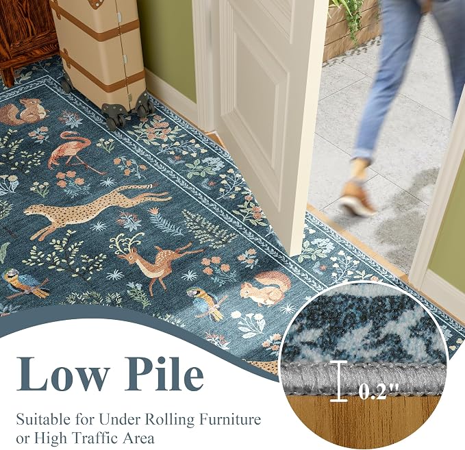 DUKINO 2x8 Washable Runner Rug, Non Slip Animal Kitchen Runner Rug, Low Pile - Image 7