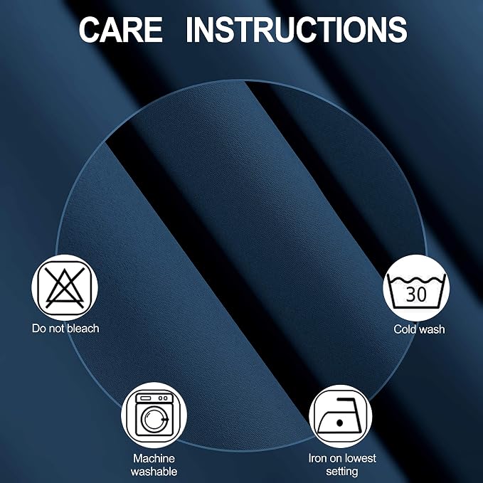 Navy Blue Blackout Curtains 40 x 63 Inch Length/Set of 2 Curtain Panels/Thermal - Image 4