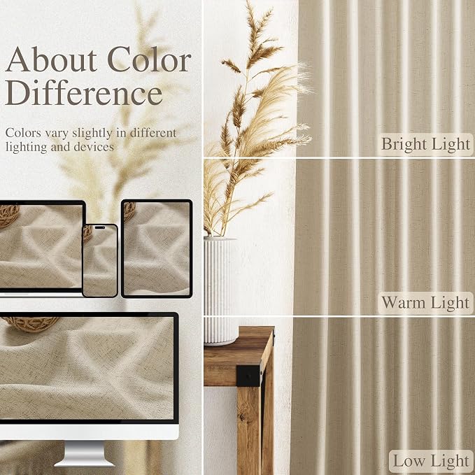 Eggshell Beige Linen Curtains 84 Inches Long - Image 3
