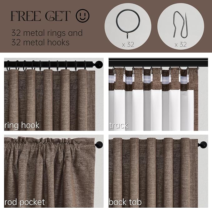 Topfinel 92 Inch Linen Blackout Curtains - Image 4