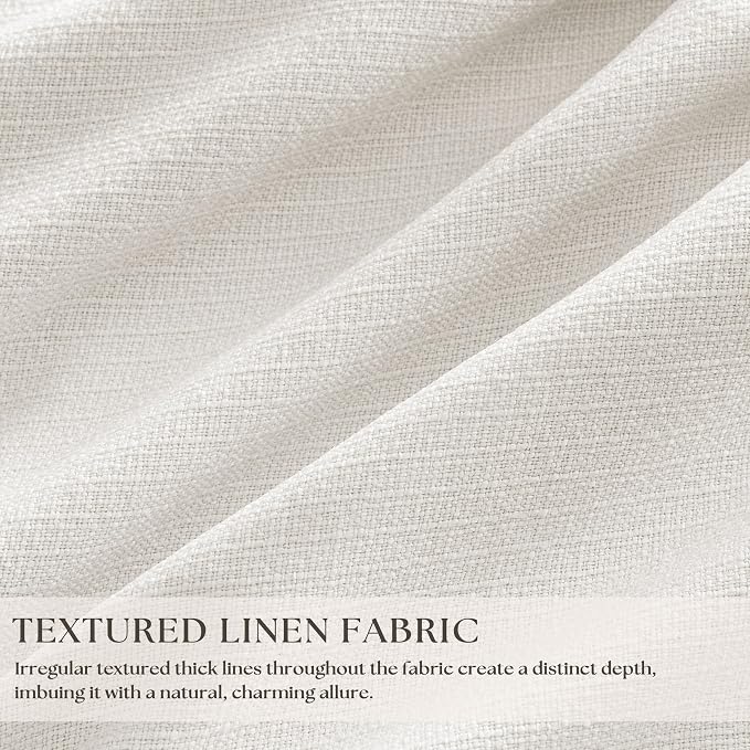 80 Inch Pinch Pleated Blackout Linen Bedroom Curtains Ivory White | Memory - Image 2