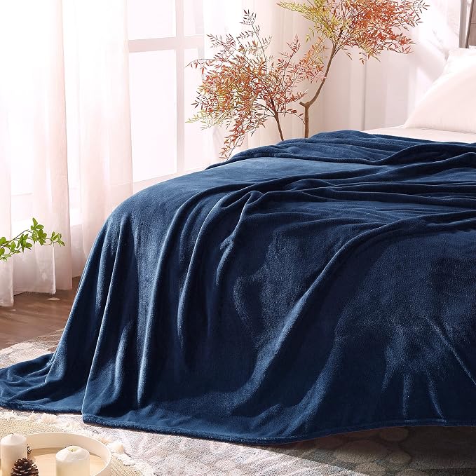 BEDELITE Fleece Blanket Soft Plush King Size Bed Blanket Navy 108"x90" | Ultra by BEDELITE