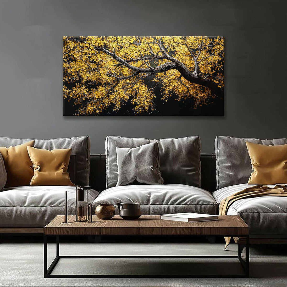 Canvas Wall Art Decor Painting Gold Tree Plants Abstract Wall Decor Botanical Modern Wall Art Print Paintings Decorations Artwork Pictures For Bedroom Living Room Home Office Artwork 20"×40"