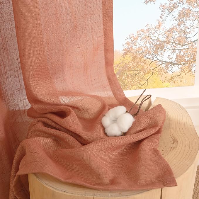 BGment Terracotta 96 Inches Long Linen Curtains - Image 7