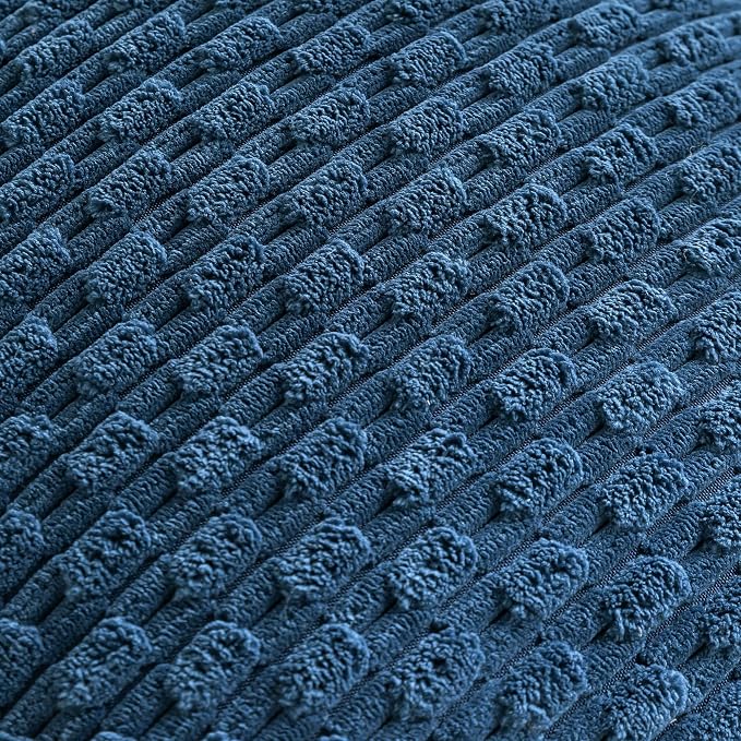 Set of 4 Blue Decorative Throw Pillow Covers 20x20 Inch Corduroy Pillow Covers - Image 5