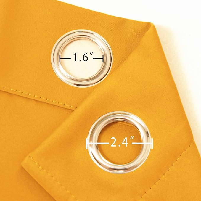 Yellow Blackout Curtains 40 x 63 Inch Length/Set of 2 Curtain Panels/Thermal - Image 6