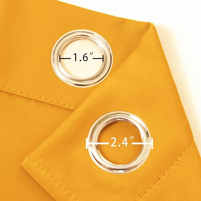 Yellow Thermal Blackout Curtains/38 x 84 Inch/Set of 2 Panels Room Darkening - Image 6