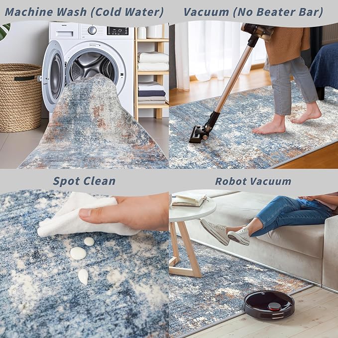 2x6 Non-Slip Washable Kitchen Runner Rug – Modern Abstract Carpet Runner - Image 7