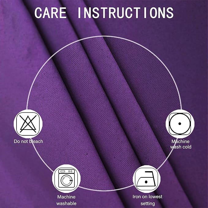 Purple Thermal Blackout Curtains/38 x 84 Inch/Set of 2 Panels Room Darkening - Image 4