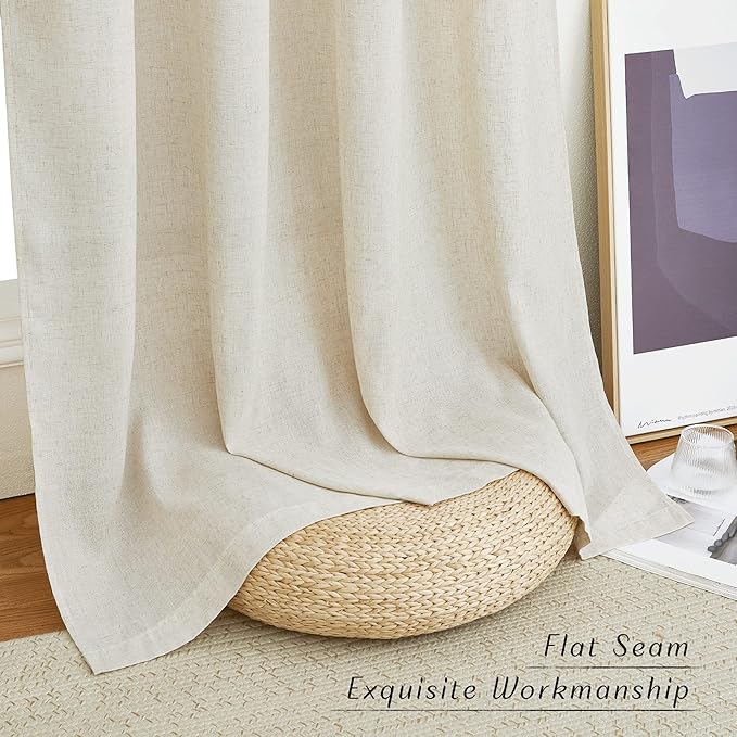 NICETOWN Natural Linen Curtains 84 inch Long 2 Panels Set, Grommet Top Thick - Image 7