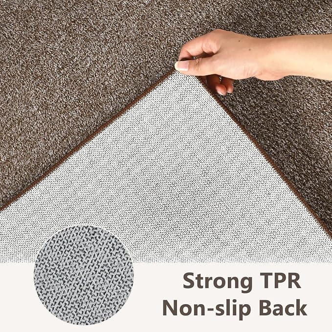 5x7 Coffee/White Area Rug Washable Non-Slip Soft - Image 6