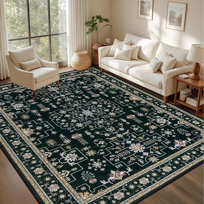 9x12 Area Rugs Living Room: Washable Vintage Rug - Image 3