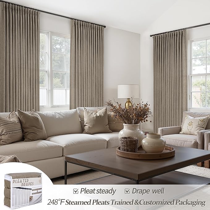 Dark Flax 60 Inch Wide Light Filtering Curtains 90 Inches Long 2 Panels - Image 6