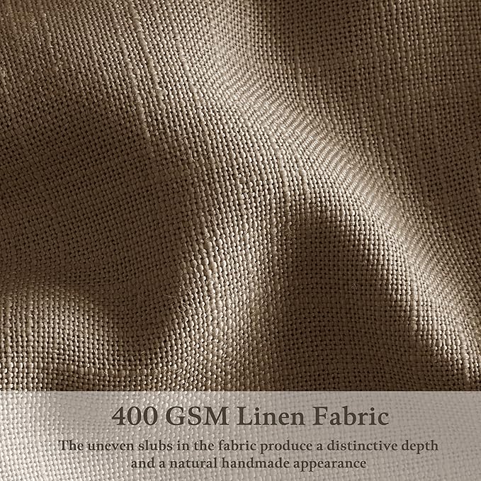 Dark Brown Pinch Pleat Linen Semi Sheer Back Tab Curtains 86 Inch Length | - Image 2