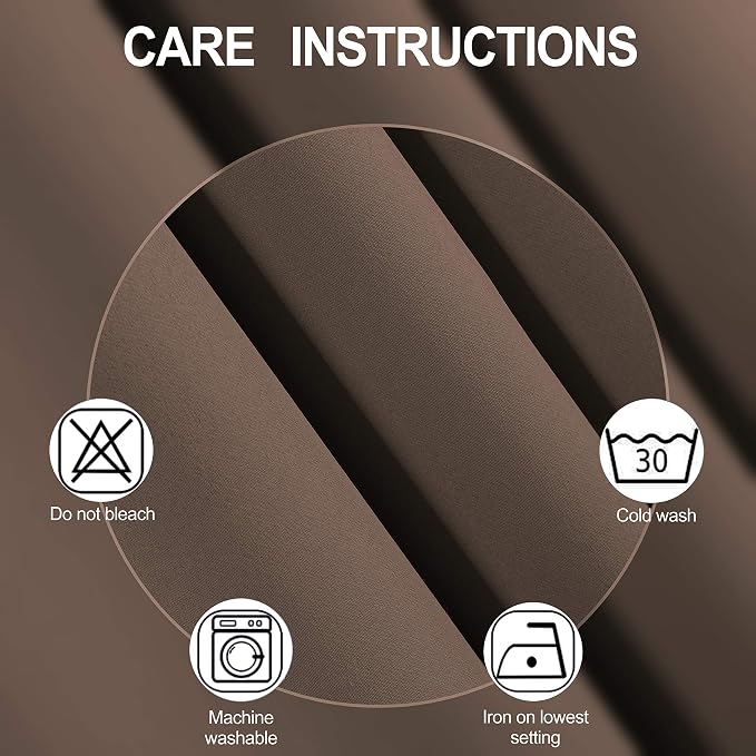 Chocolate Brown Thermal Blackout Curtains/52 x 84 Inch/Set of 2 Panels Room - Image 4