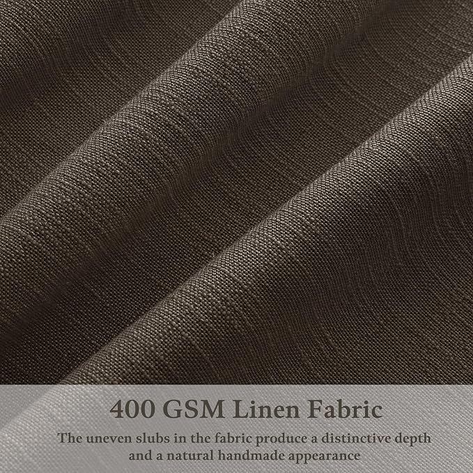 Linen Pleated Semi Sheer Dark Chocolate Back Tab Curtains 120 Inches Long | - Image 3