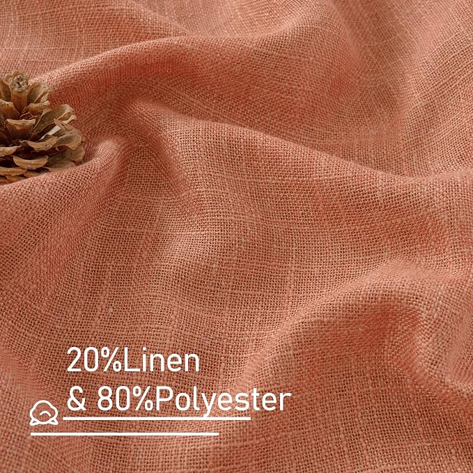 Terracotta 72 inch Semi Sheer Linen Curtains - Image 2