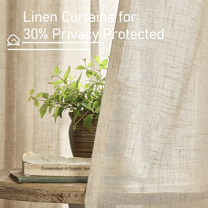 Linen Semi Sheer Curtains 48 Inch - Image 5