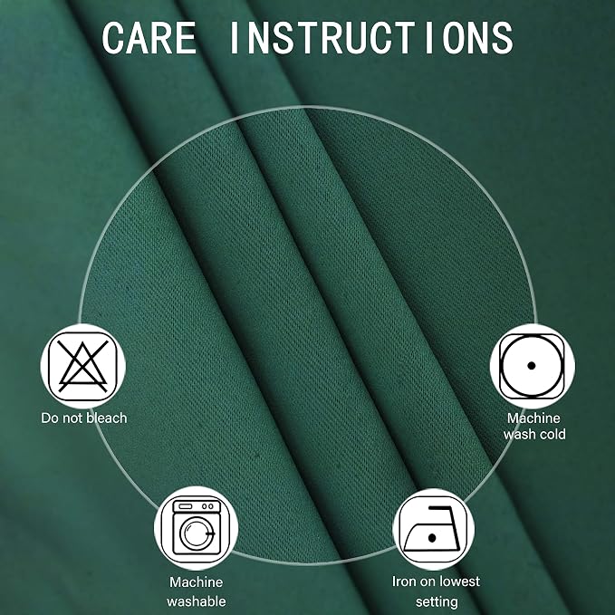 Dark Green Thermal Blackout Curtains/42 x 95 Inch/Set of 2 Panels Room - Image 4