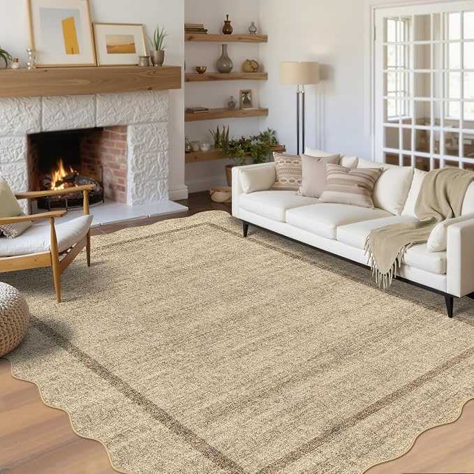GarveeHome Scalloped Washable Rugs 8x10 Area Rugs by GarveeHome
