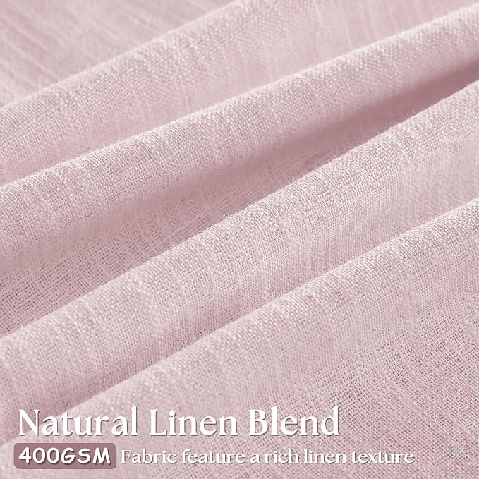 Light Pink Linen Pinch Pleat Curtains 84 Inch Length 2 Panels Set 40x84 | - Image 3
